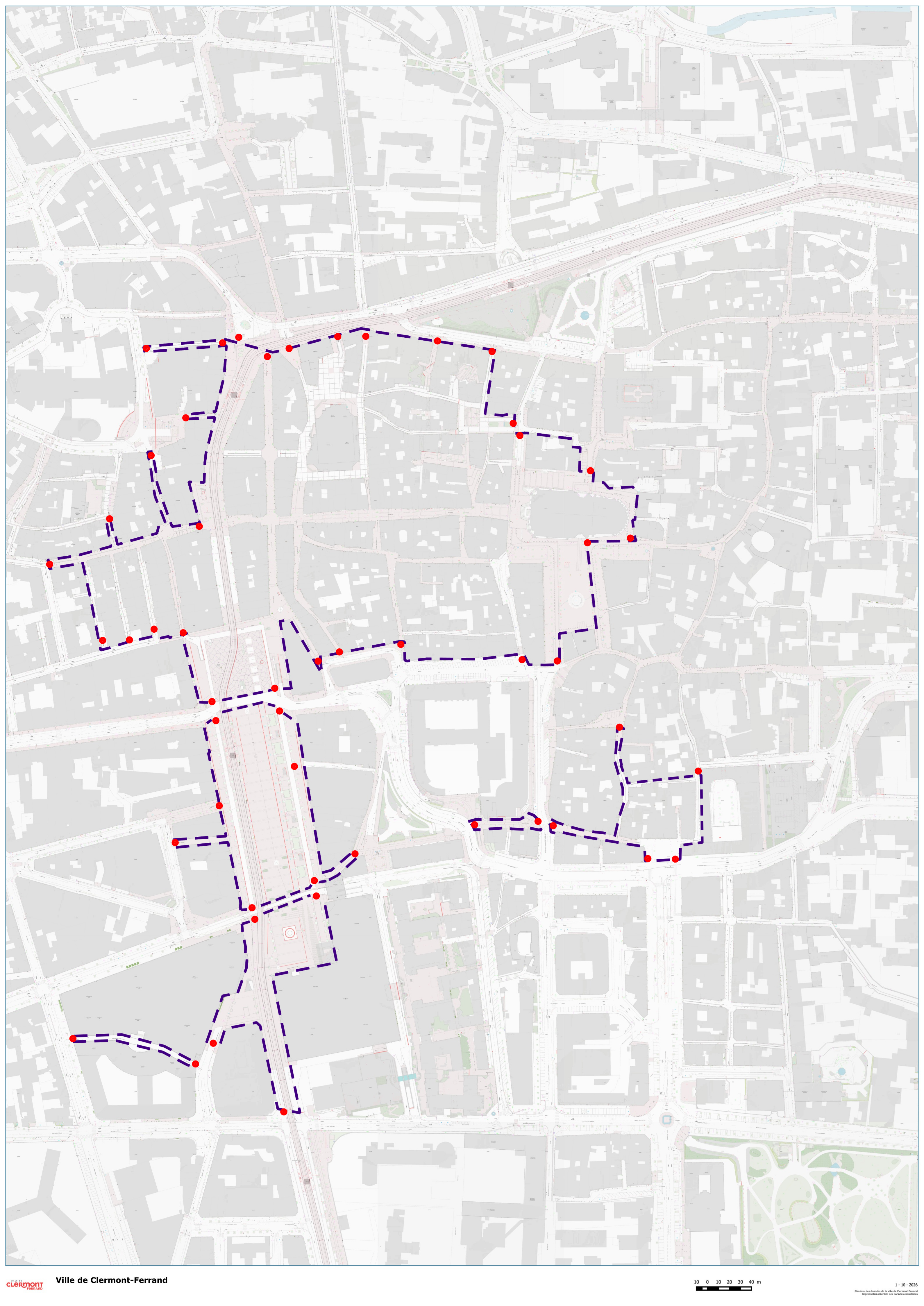 Carte des zones piétonnes protégées