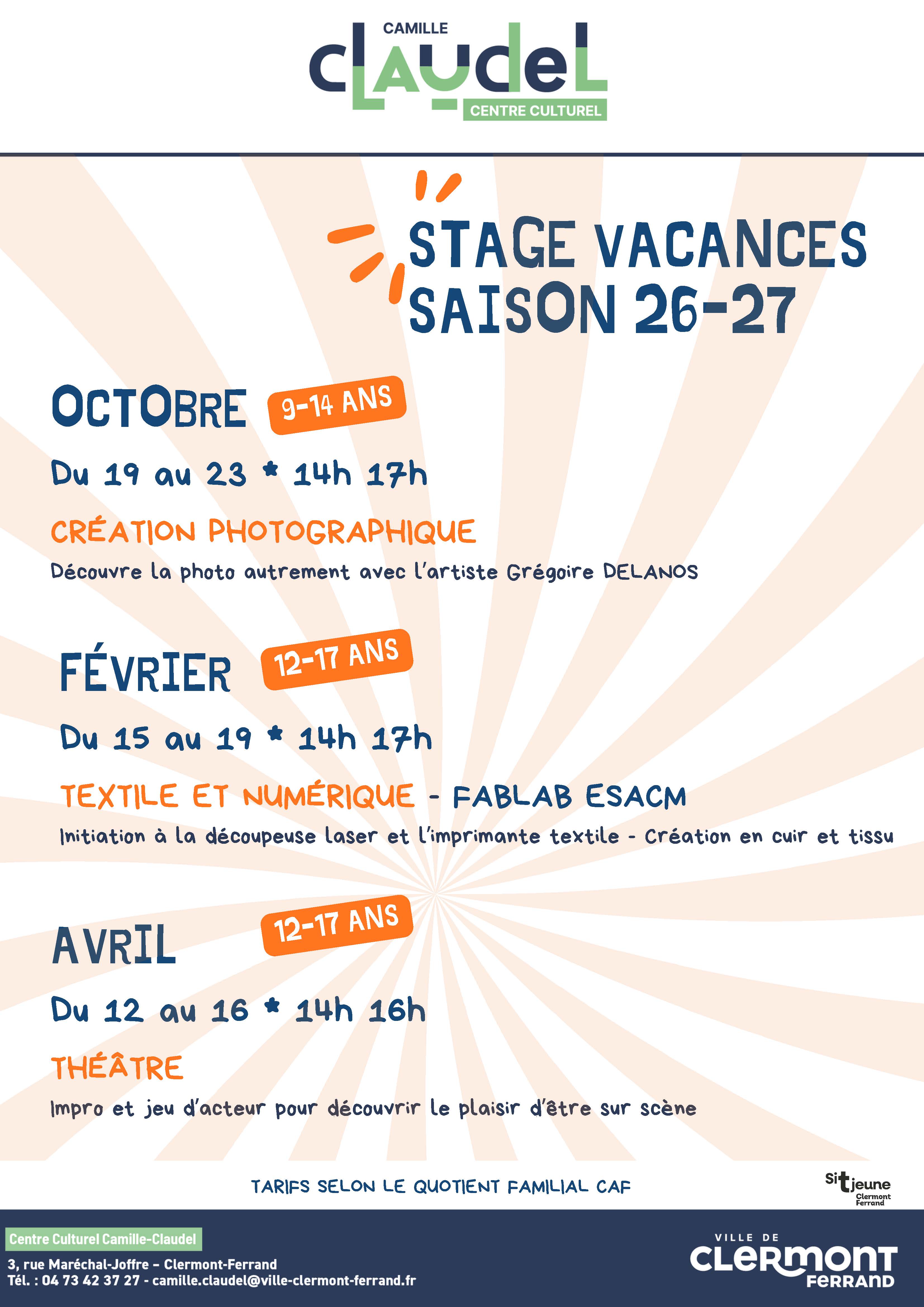 Stage vacances 2026-2027